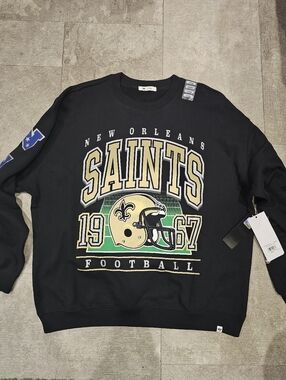 New Orleans Saints Black Graphic Crewneck Sweatshirt by '47
